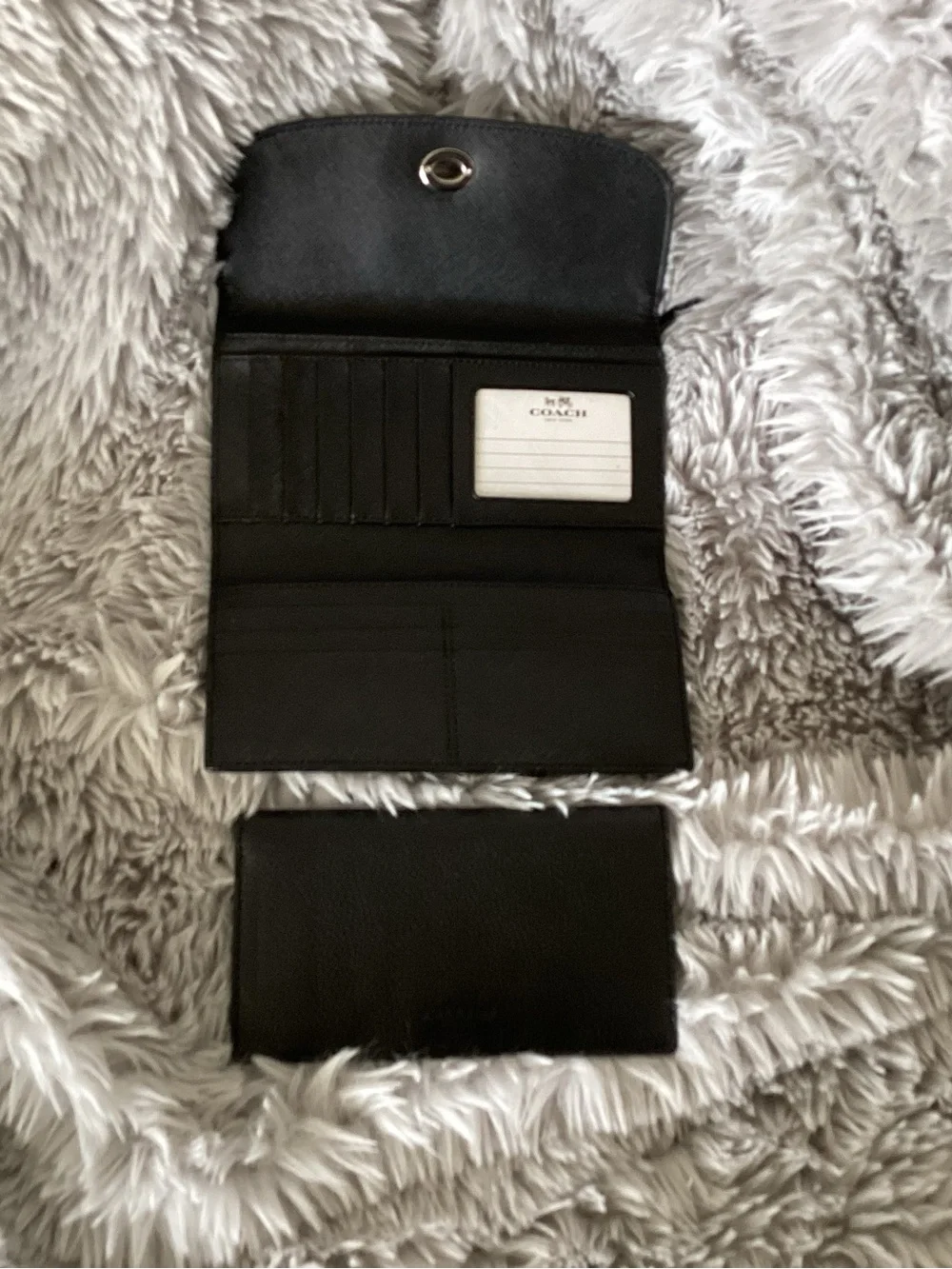 Coach Everyday Black Leather Wallet with Turn-Lock Closure